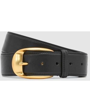 Reiss Sammy Leather Rounded-Buckle Belt - White