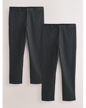 Next Slim Fit Plain Front Smart Trousers 2 Pack - Black