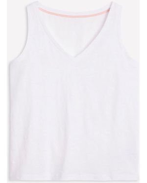 Boden Regular V-Neck Slub Cotton Vest - White