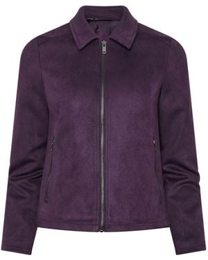 M Com Petite Faux Suede Bomber Jacket - Purple