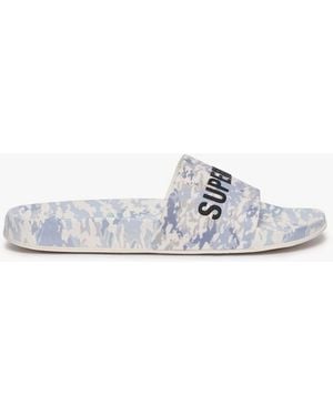 Superdry Camo Print Pool Sliders - White