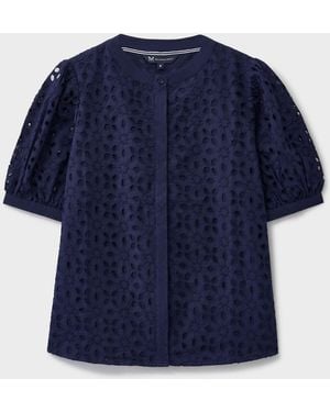 Crew Gabriella Broderie Blouse - Blue