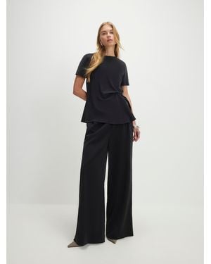 River Island High Waisted Straight Leg Pants - Blue