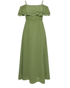Yours Curve London Plain Cold Shoulder Dress - Grün