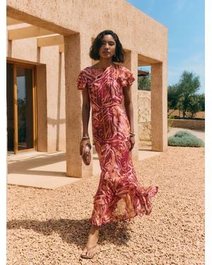 Friends Like These Short Sleeve Ruffle Metallic Midi Dress - Pink