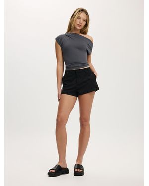 Cotton On Georgie Off Shoulder Short Sleeve Top - Black