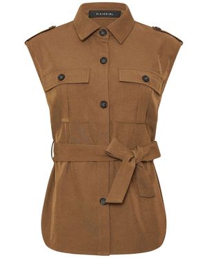 PixieGirl Petite Sleeveless Tie Waist Top - Brown