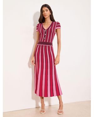 lipsy plunge neck knitted midi dress in white Boat Patterned Hem Buttoned Mini Knit Blue COLOR_389_LILAC-WHITE