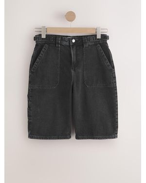Next Utility Style Denim Jort Shorts - Black