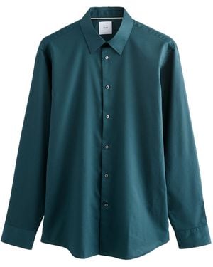 Next Slim Fit Easy Care Textured Single Cuff Smart Shirt - Blue
