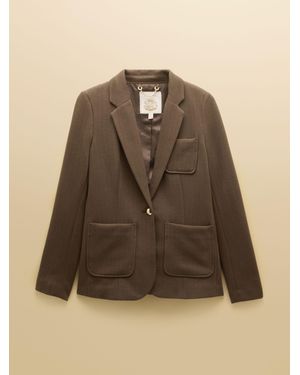 Joules Albury Chocolate Badged Jersey Blazer - Brown