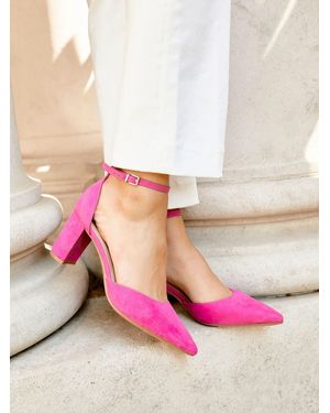 Linzi Leona Closed Back Court Block Heels - Pink