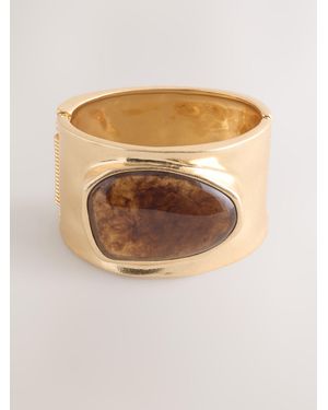Next Resin Inset Hinge Bangle Bracelet - Natural