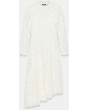 Mint Velvet Lace Full Asymmetric Long Sleeved Midi Dress - White