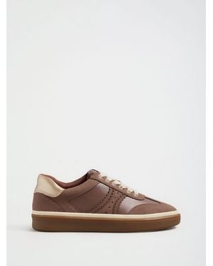 Love & Roses Mocha Standard Fit Faux Leather Comfort Lace Up Sneakers - Brown
