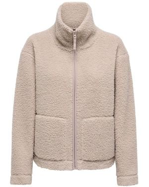 ONLY Cream Zip Front Teddy Jacket - Natural