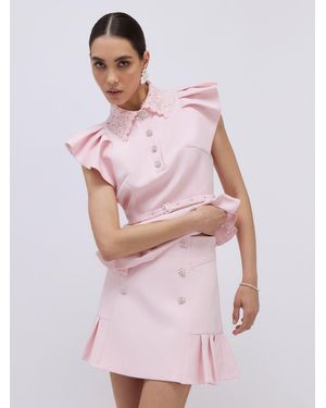 River Island Diamanta Pleated Mini Skirt - Pink