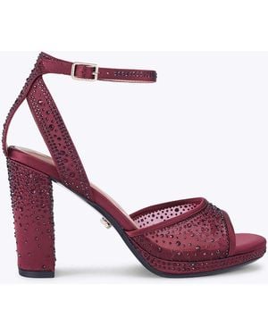 Carvela Kurt Geiger Lovebird Embellished Mesh Platform Heeled Sandals - Pink