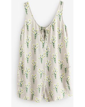Bath & Body Works Neutral Daisies Romper With Linen - White