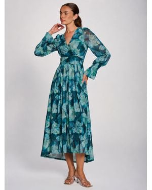 Jolie Moi Long Sleeve Maxi Mesh Dress - Blue