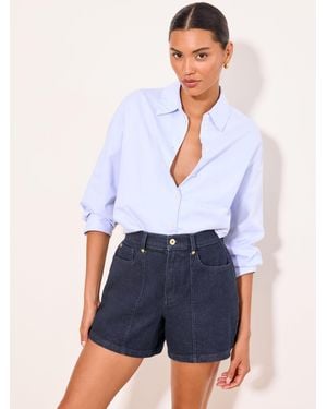 Lipsy Denim Belted Shorts - Blue