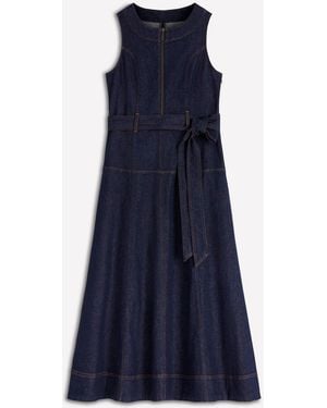 Boden Sleeveless Zip Denim Dress - Blue