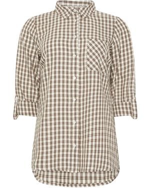 M Com Checked Cotton Shirt - White