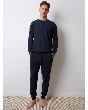 Threadbare Waffle Textured Fleece Loungewear Set - Blue