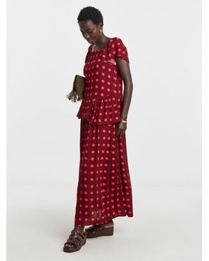 JD Williams Spot Crinkle Top - Red