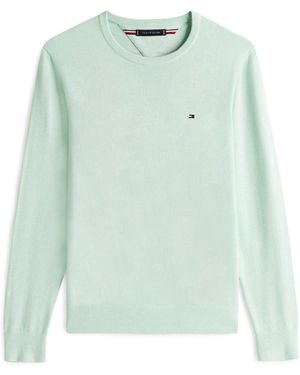 Tommy Hilfiger Flag Embroidery Crew Neck Jumper - Green