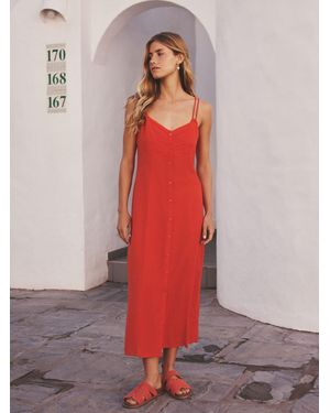 Next Button Down Midi Dress - Red