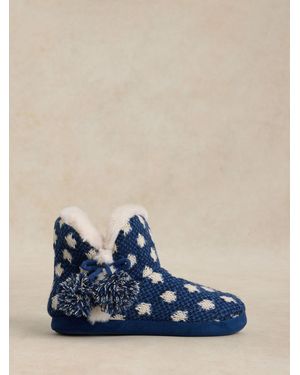 White Stuff Spot Knitted Booties - Blue