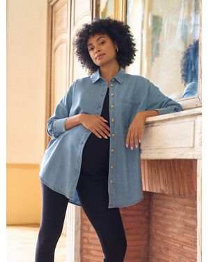 Seraphine Denim Maternity & Nursing Shirt - Blue