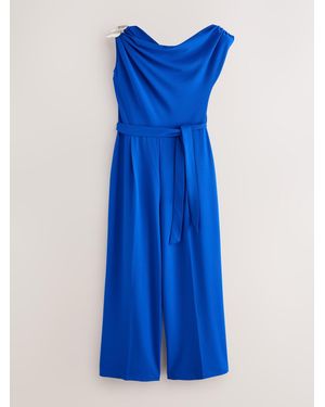 Next Cobalt One Shoulder Ruched Occasion Jumpsuit - Blue