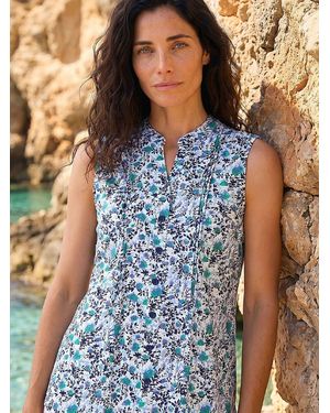 Roman Pintuck Ditsy Floral Print Top - Blue