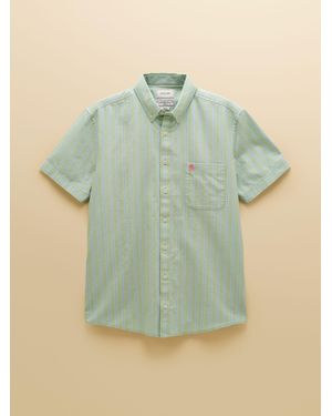 Joules Oxford Stripe Short Sleeve Classic Fit Cotton Shirt - Green