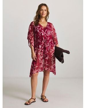 JD Williams Printed Mini Beach Kaftan - Red