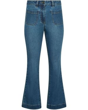 M Com Petite Front Pocket Flare Jeans - Blue