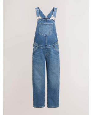 Next Denim Maternity Barrel Leg Denim Dungaree - Blue