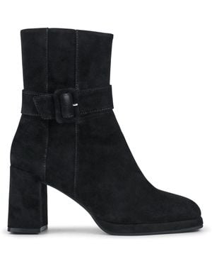 Jones Bootmaker Lauralie Block-Heeled Leather Boots - Black