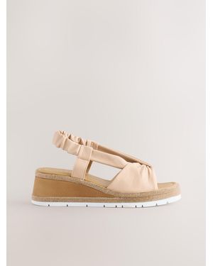 Next Extra Wide Fit Forever Comfort Slingback Shimmer Wedges - Natural