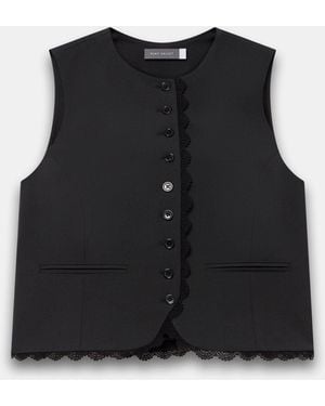 Mint Velvet Lace Trim Waistcoat - Blue