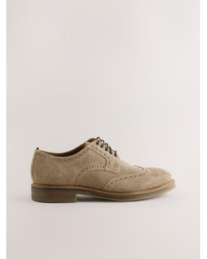 Next Suede Brogue Shoes - Natural