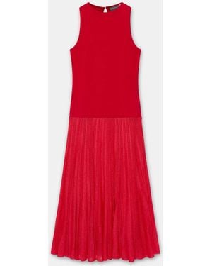 Mint Velvet Knit Pleated Maxi Dress - Red
