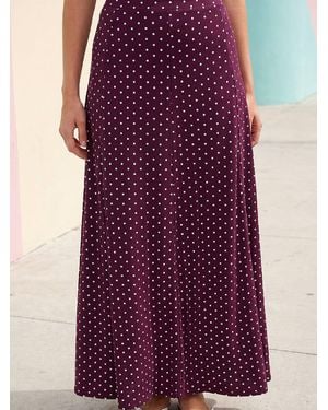 Roman Polka Dot Midi Skirt - Purple