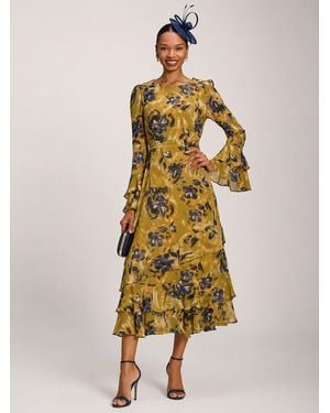 Jolie Moi Frill Chiffon Midaxi Dress - Yellow