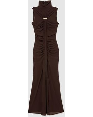 Reiss Colette - Chocolate Brown Petite Ruched Sleeveless Maxi Dress, Us 8 - Multicolor