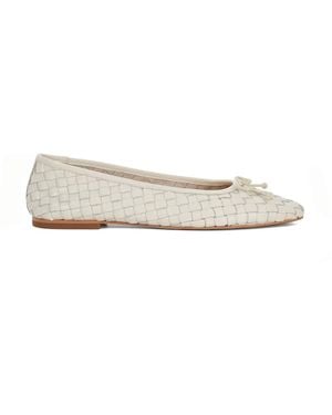 Dune Standard Fit Leather Heat Woven Ballerina Shoes - White