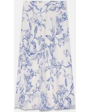 Mint Velvet Floral Print Slip Skirt - Blue