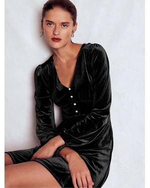 Boden Jocelyn Short Velvet Dress - Black